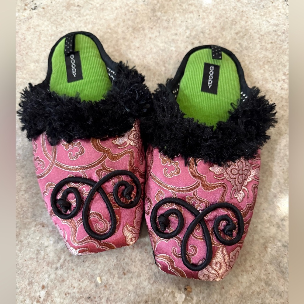 Pink and Black Women's Slippers